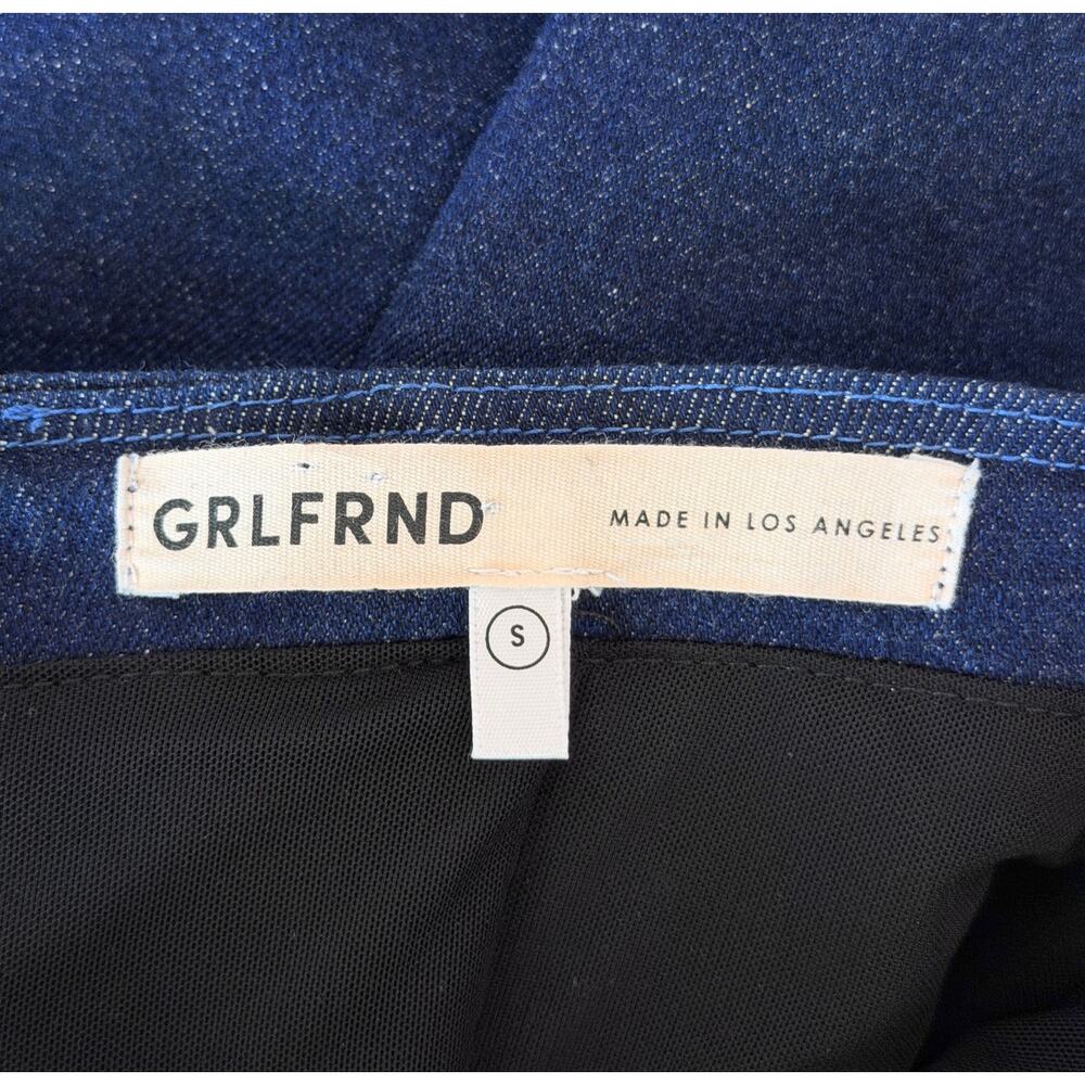 GRLFRND Lena Colum Denim Maxi Dress Dark Wash Small Strapless Classy Chic Date - Picture 8 of 11